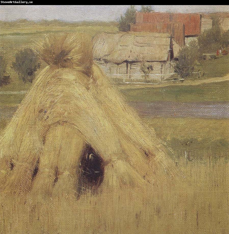 Isaac Levitan Mill and Village near a Stream